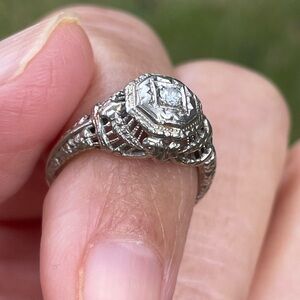 Antique 14k Floral Diamond Ring